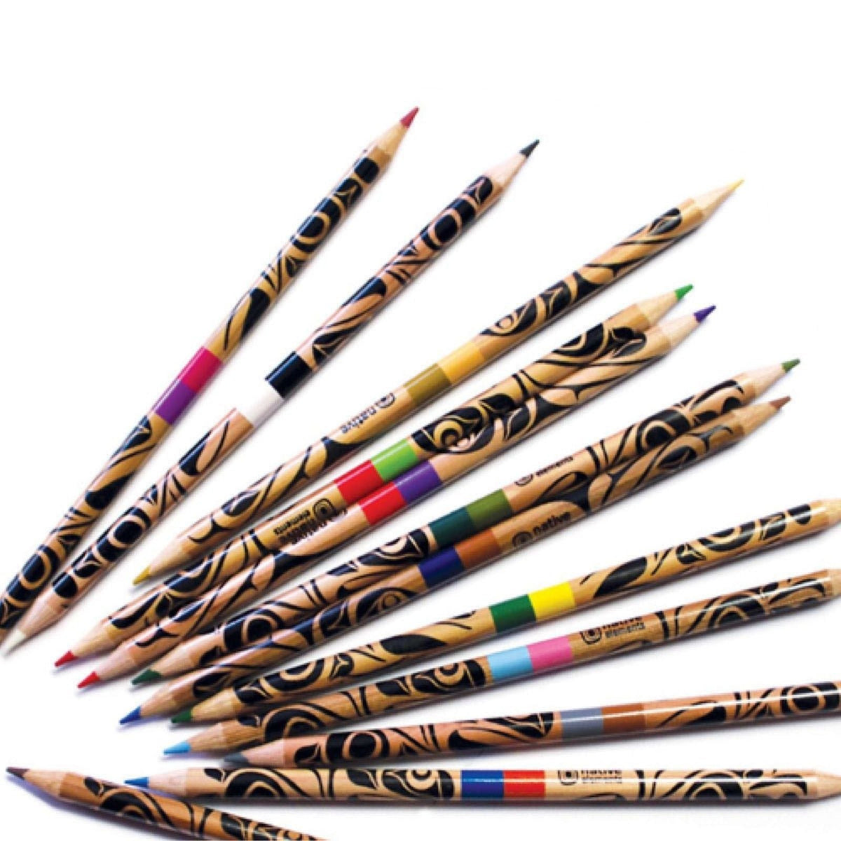 Duo Coloring Pencils w/ Contemporary Indigenous Artwork  (set of 12)