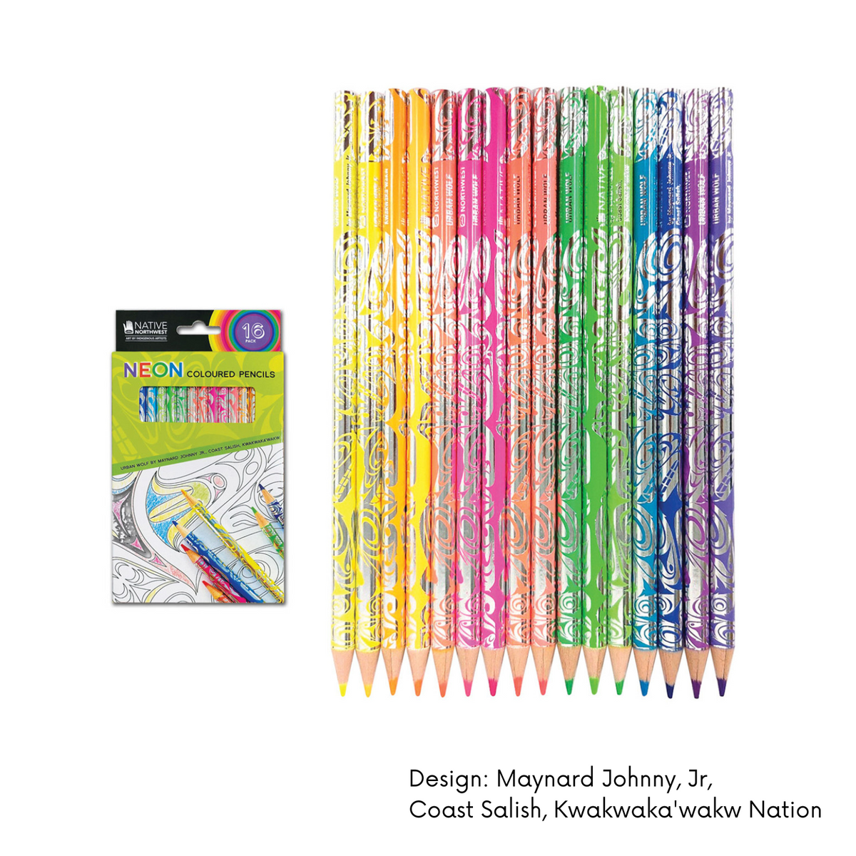 Neon Color Pencil (set of 16) w/ Contemporary Indigenous Art