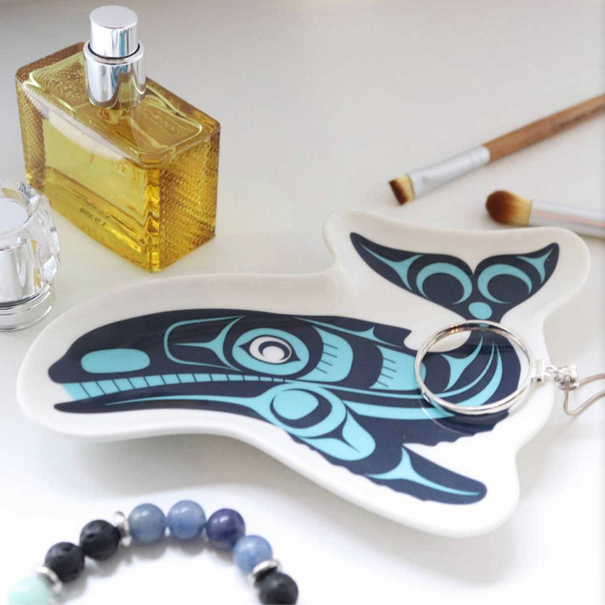 Ceramic Jewelry Dish w/ Contemporary Indigenous Artwork