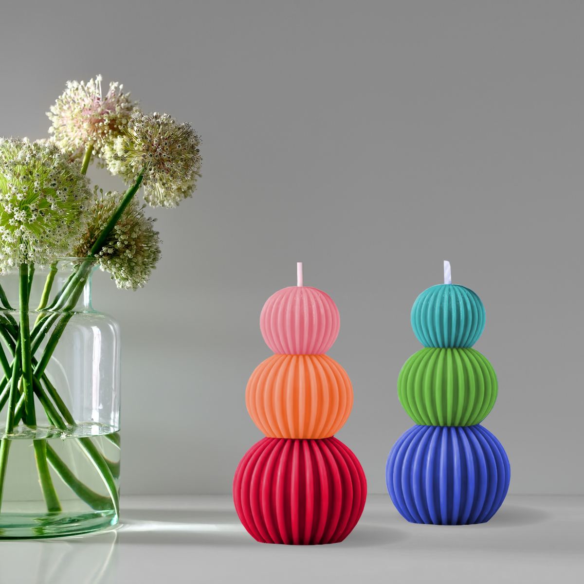 Decorative Fluted Stacked Ball Candle