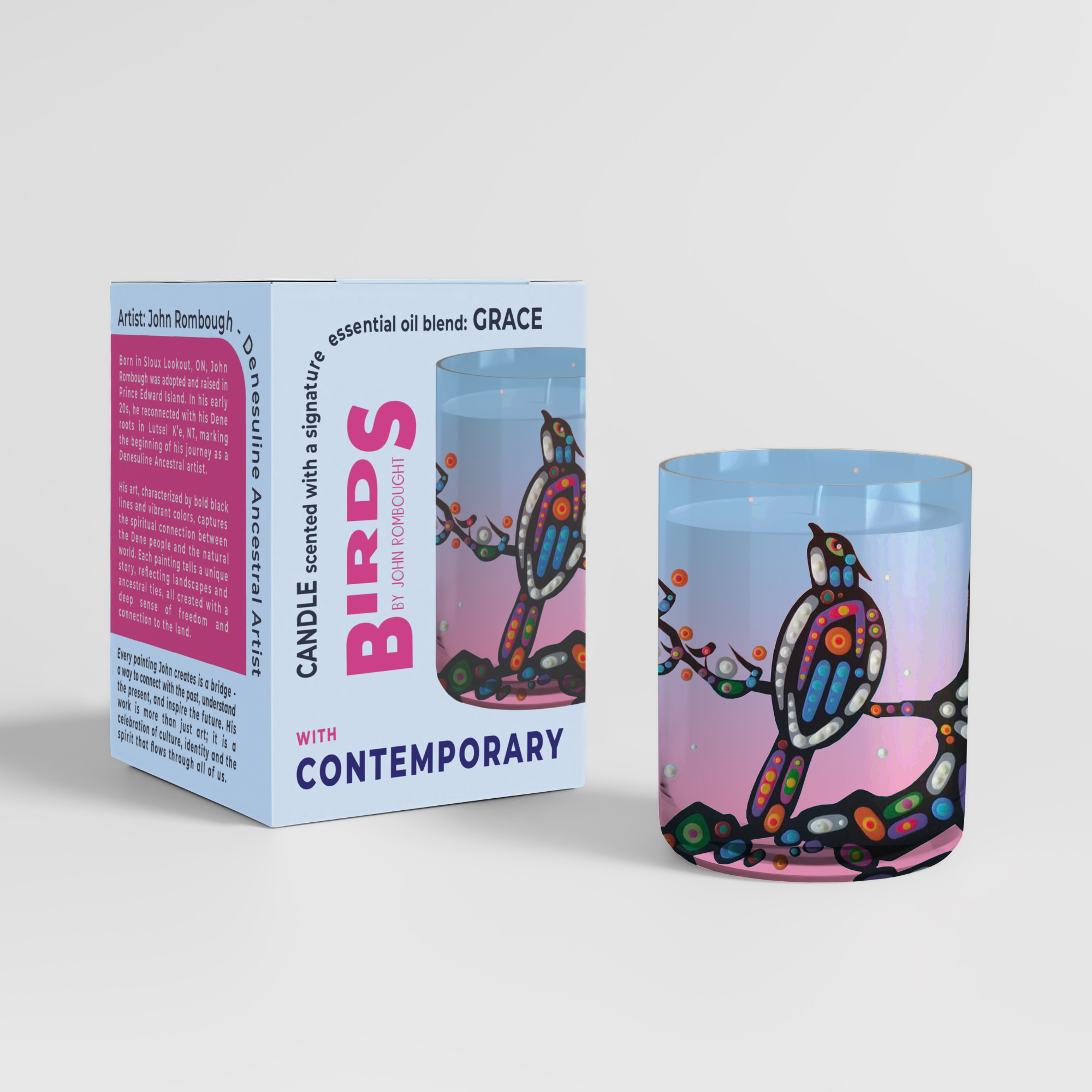 Scented Candle with BIRDS Contemporary Indigenous Art