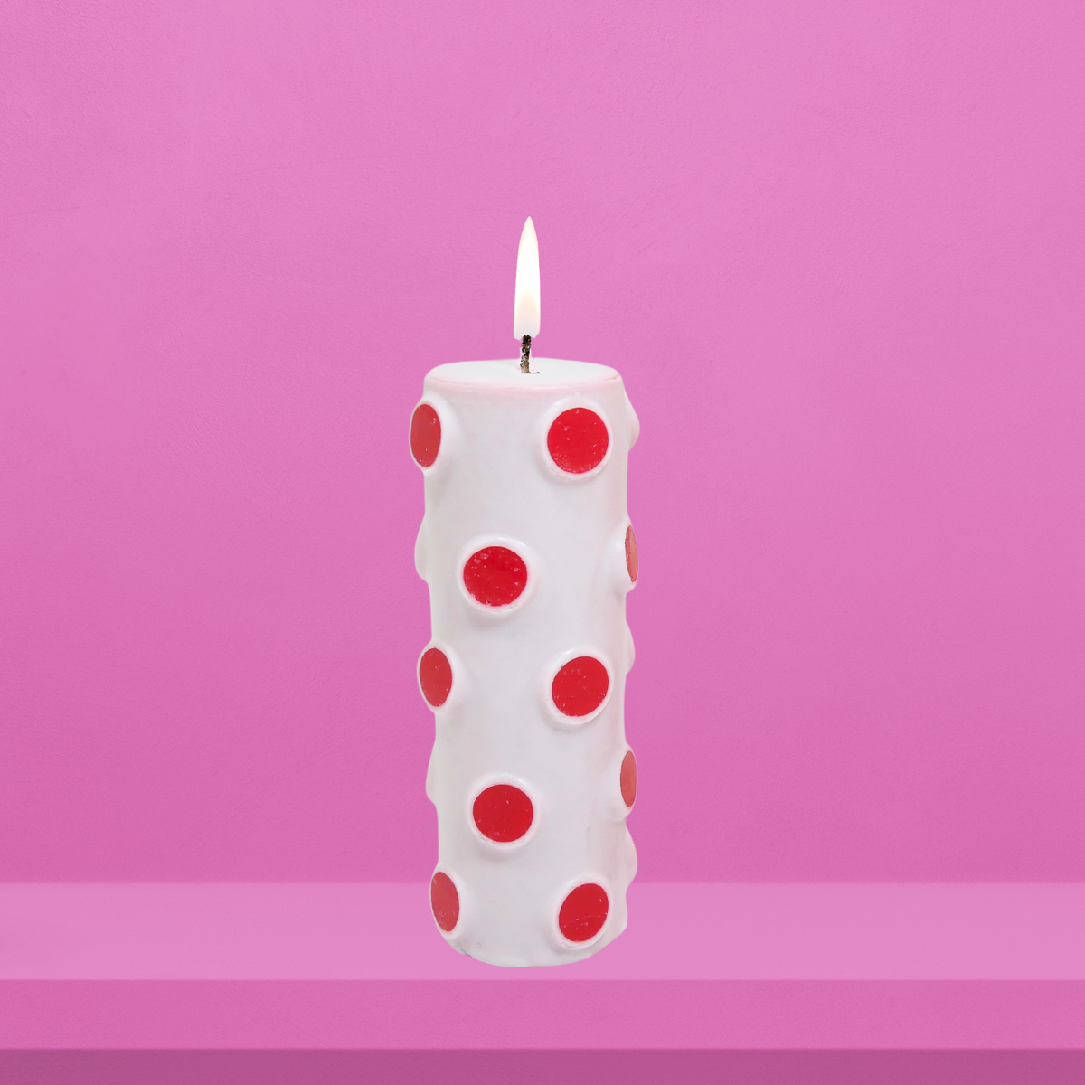 Polka Dotted Pillar Candle