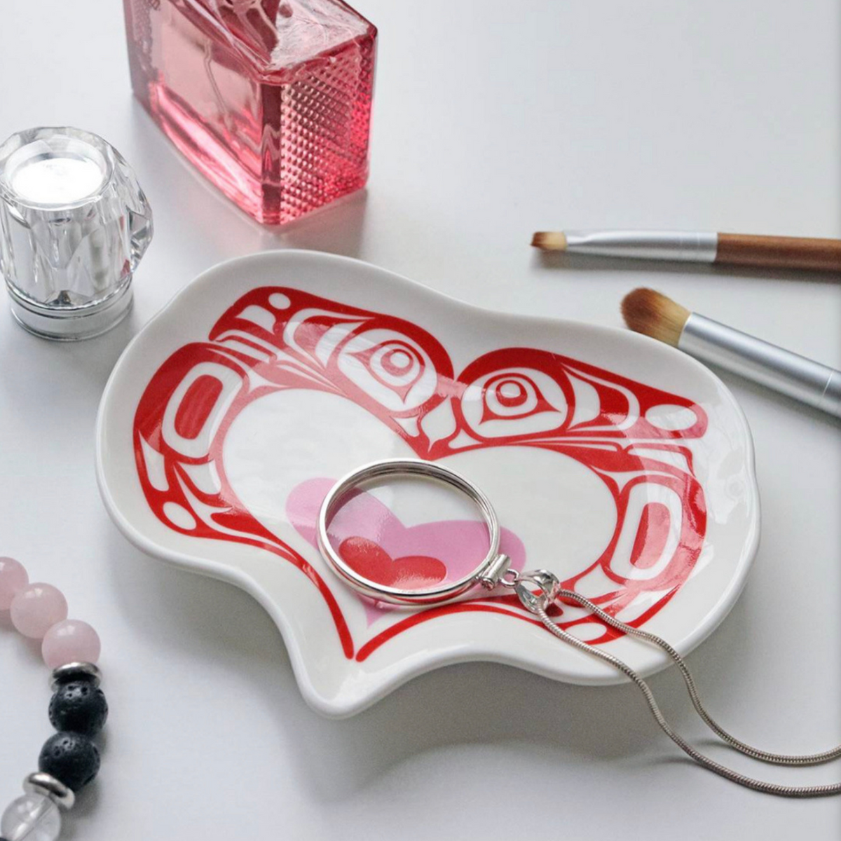 Ceramic Jewelry Dish w/ Contemporary Indigenous Artwork