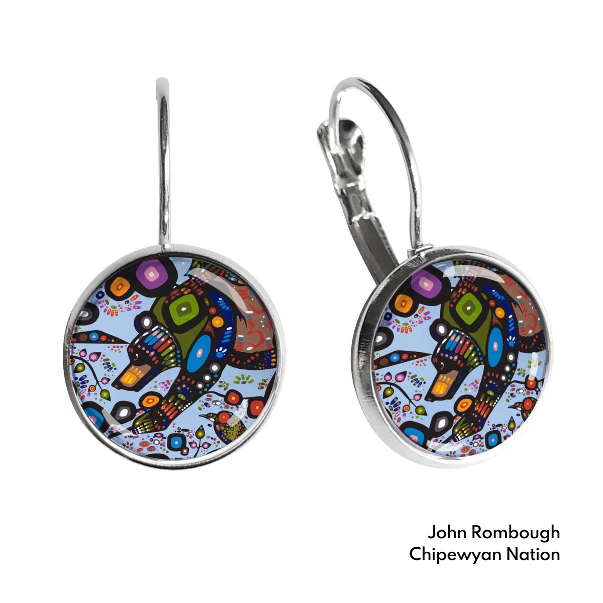 Dome Glass Earrings w/ Contemporary Indigenous Design