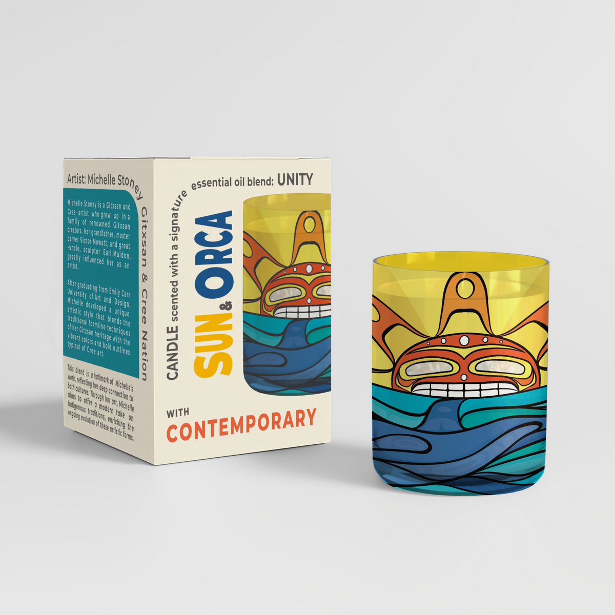 Scented Candle with SUN &amp; ORCA Contemporary Indigenous Art