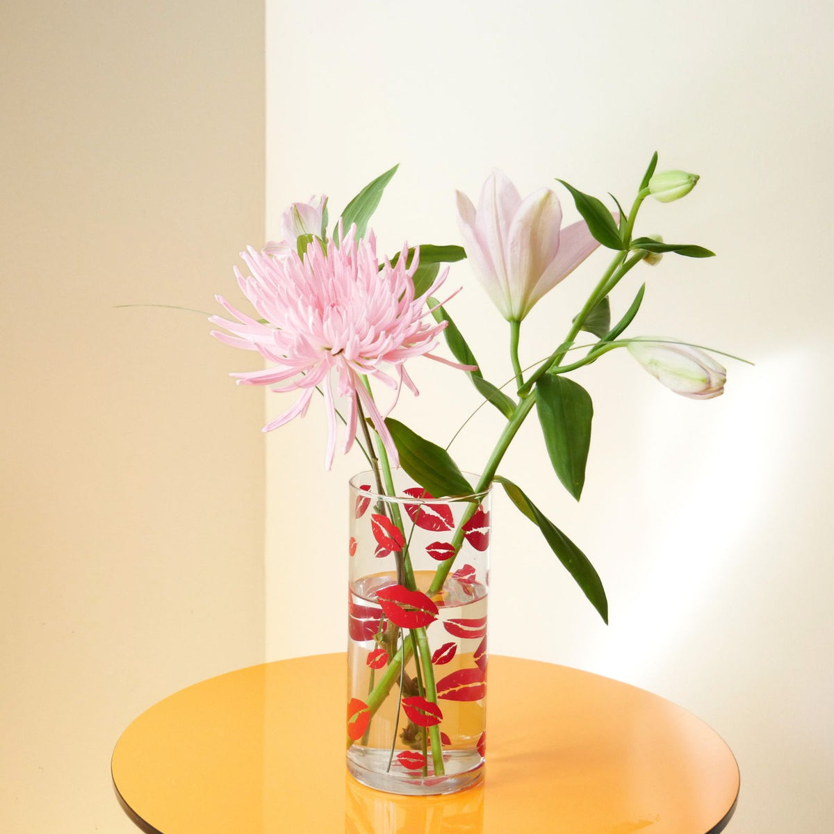 Hand Decorated Cylinder Glass Table Vase