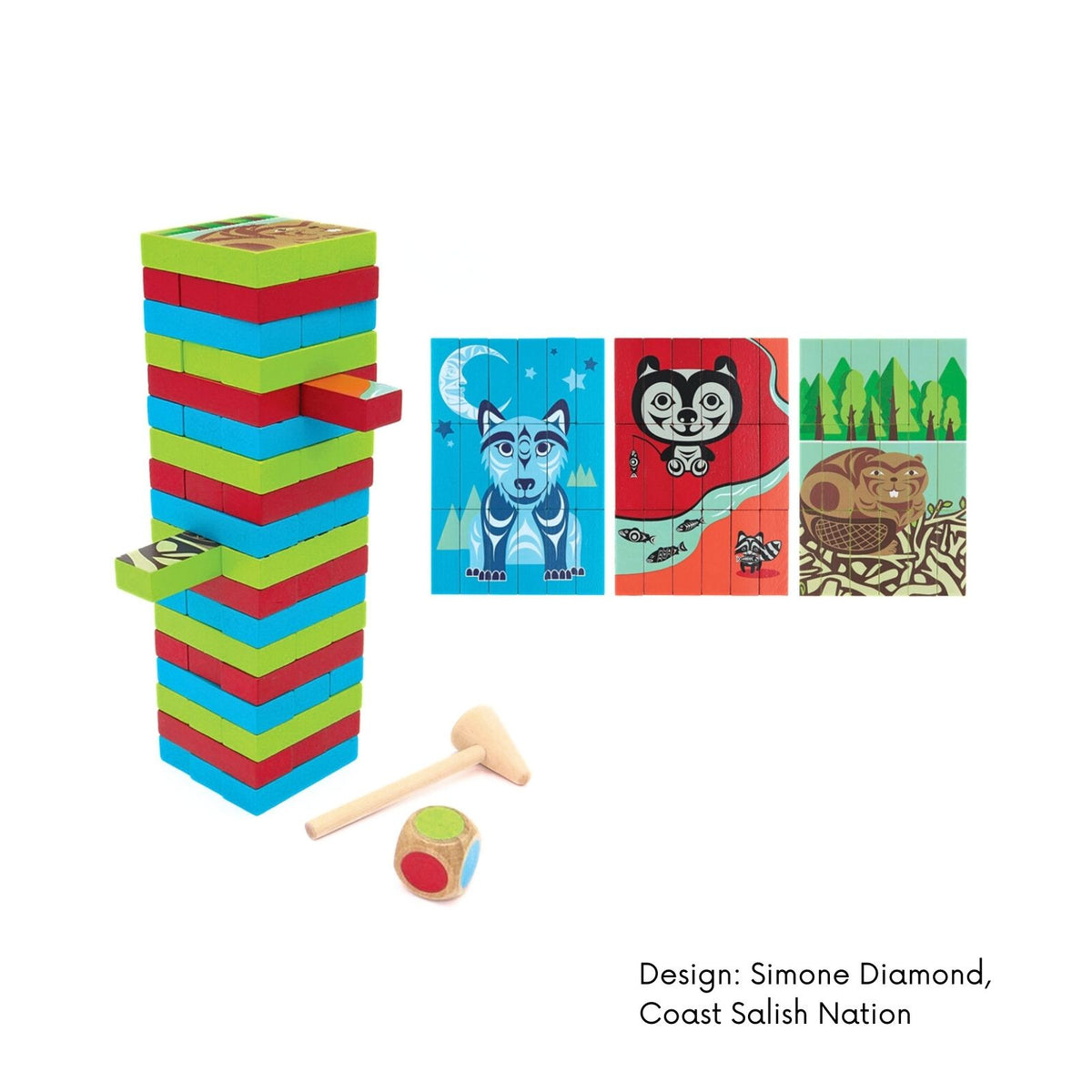 Multi-Game Wood Block Set /Contemporary Indigenous Design