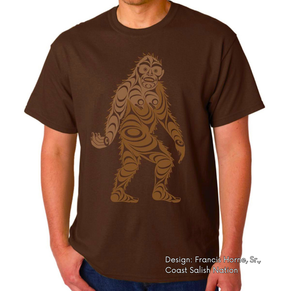 T-shirt with Sasquatch Indigenous Design