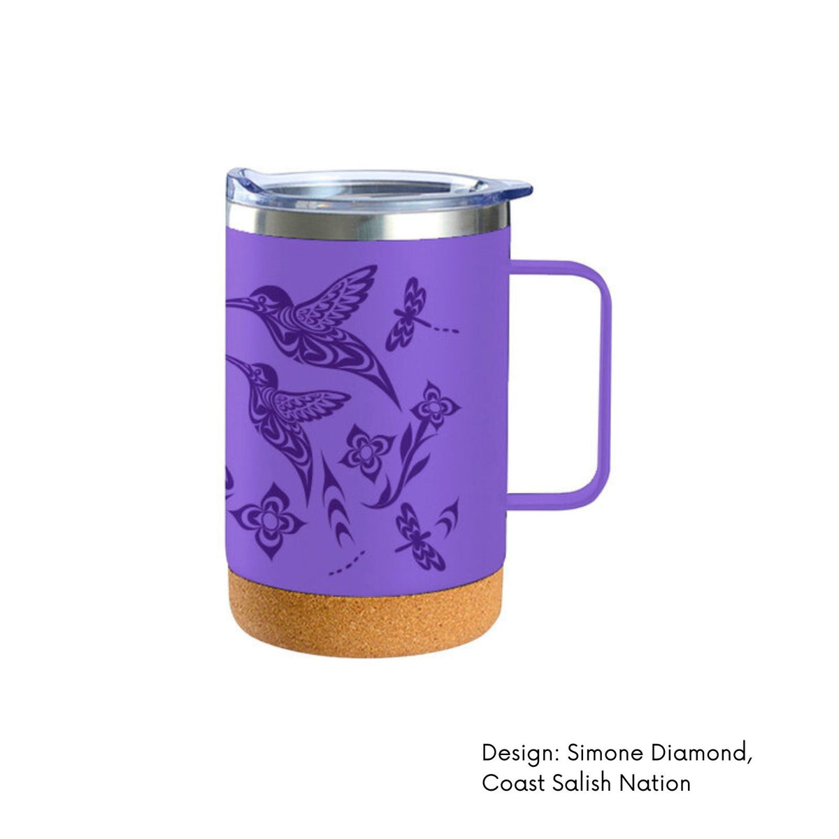 Travel Mug with Handle w/ Contemporary Indigenous Design (16 oz)