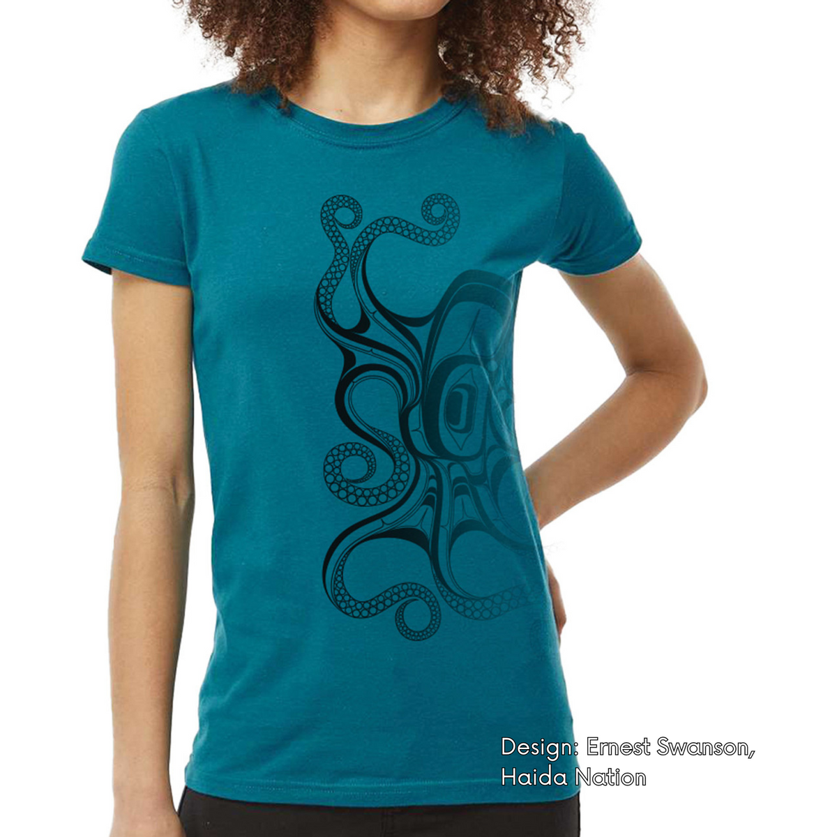 Ladies T-shirt with Octopus (Nuu) Indigenous Design