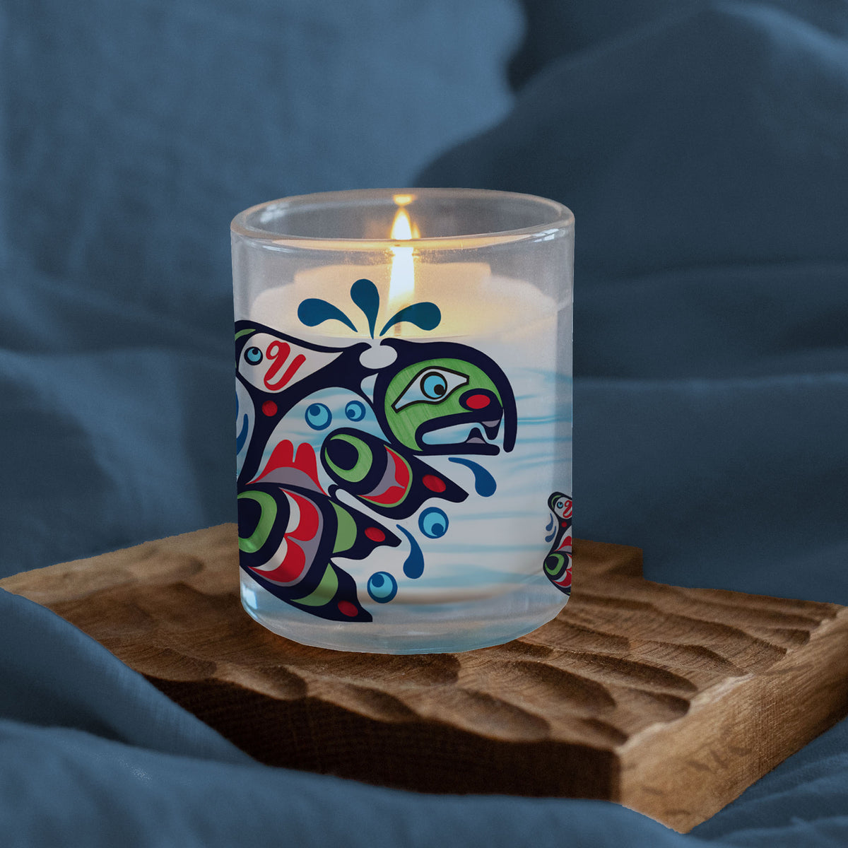 Scented Candle with &#39;Whale&#39; by Trevor Hunt (Kwakwaka&#39;wakw Nation)