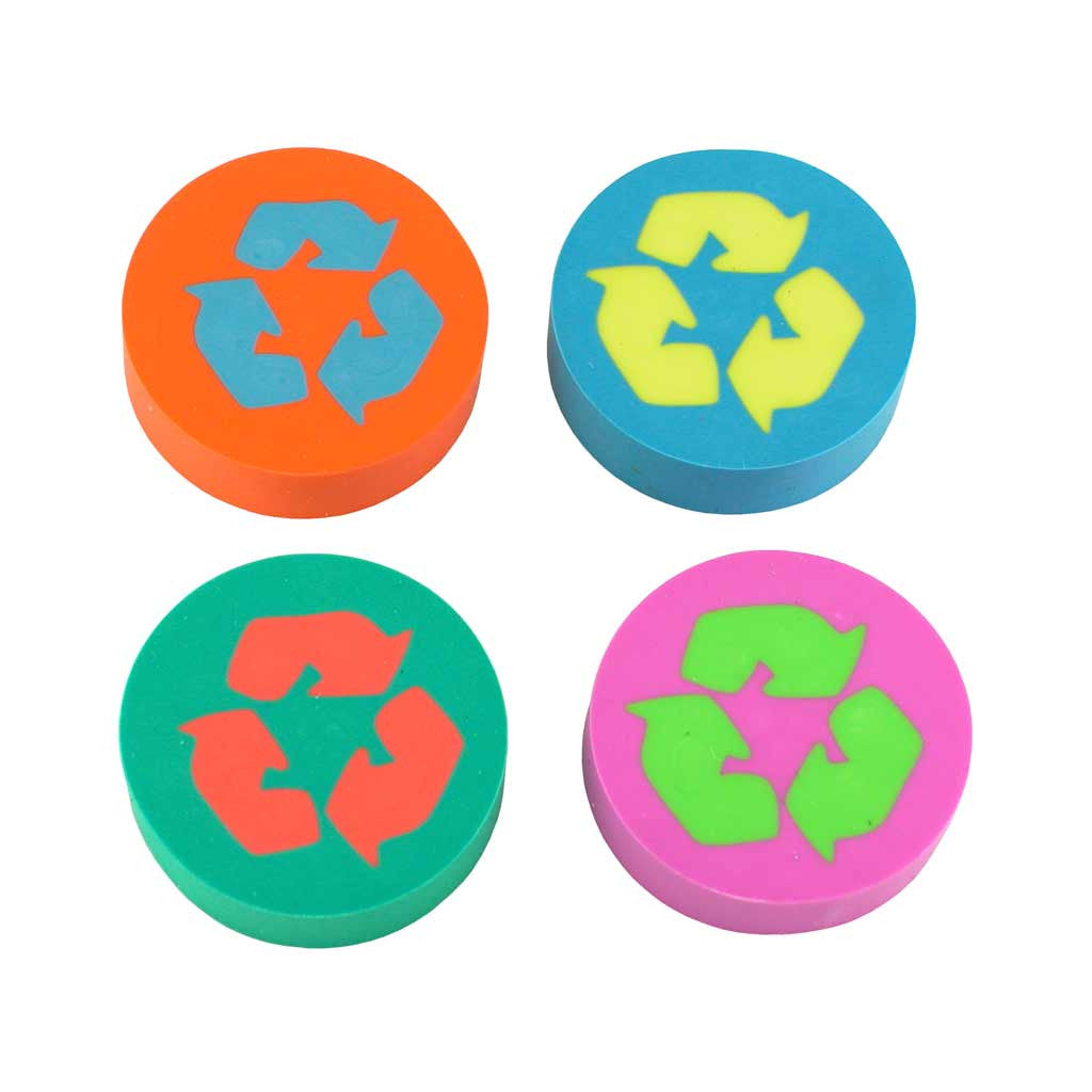 Made By Humans Eco Erasers Round in four assorted colors