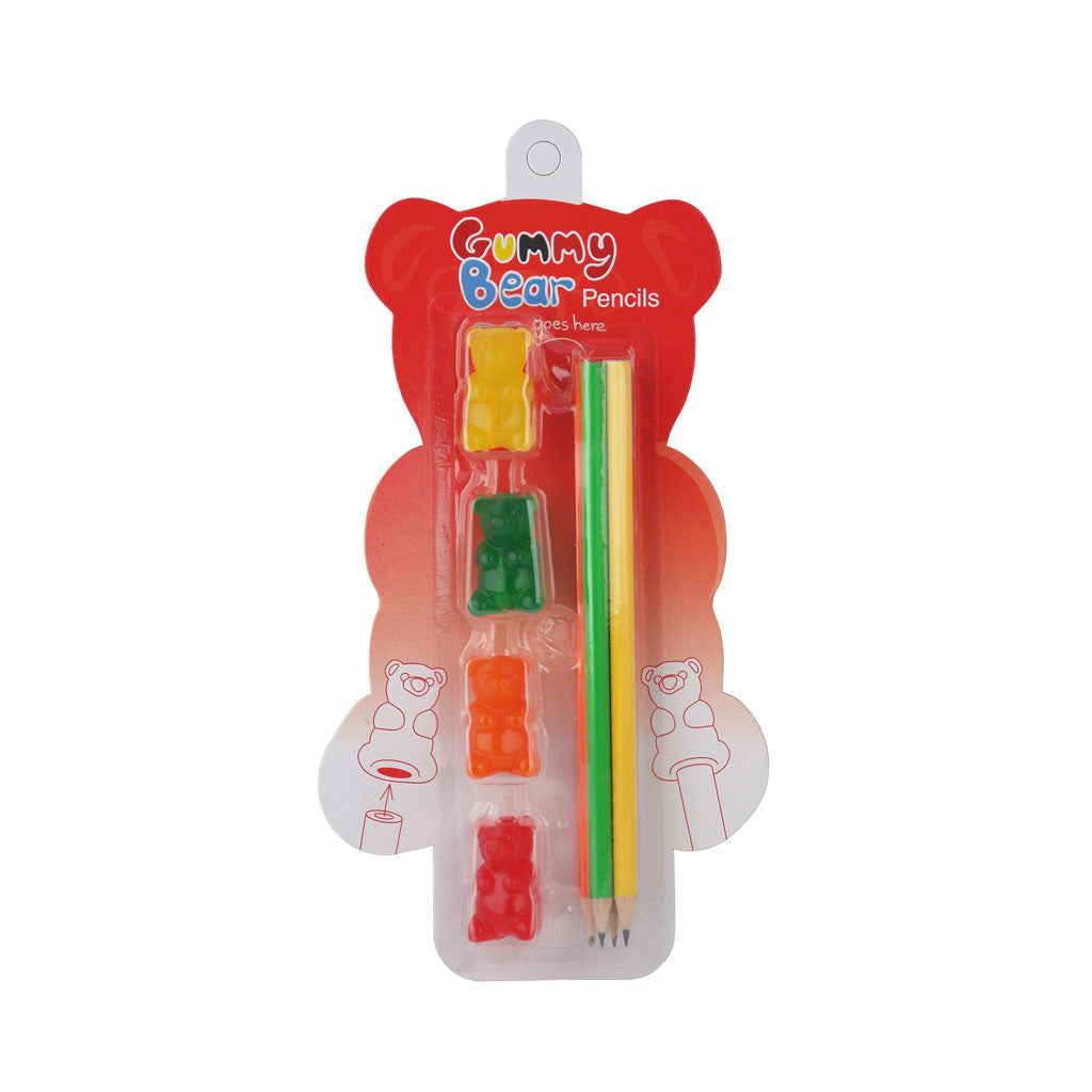 Made By Humans Gummy Bear Pencils and Erasers 4 assorted colors